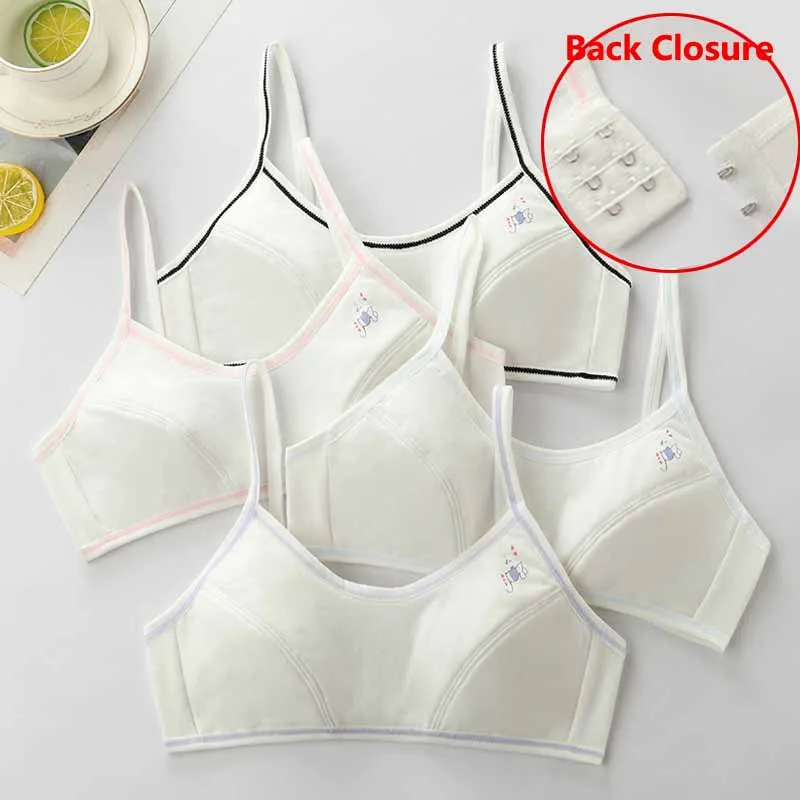 4 قطع حمالات صدر للتدريب للفتيات ملابس داخلية قطنية بإبزيم خلفي تصميم Bralette للمراهقين ملابس رياضية للفتيات المراهقات قابلة للتنفس