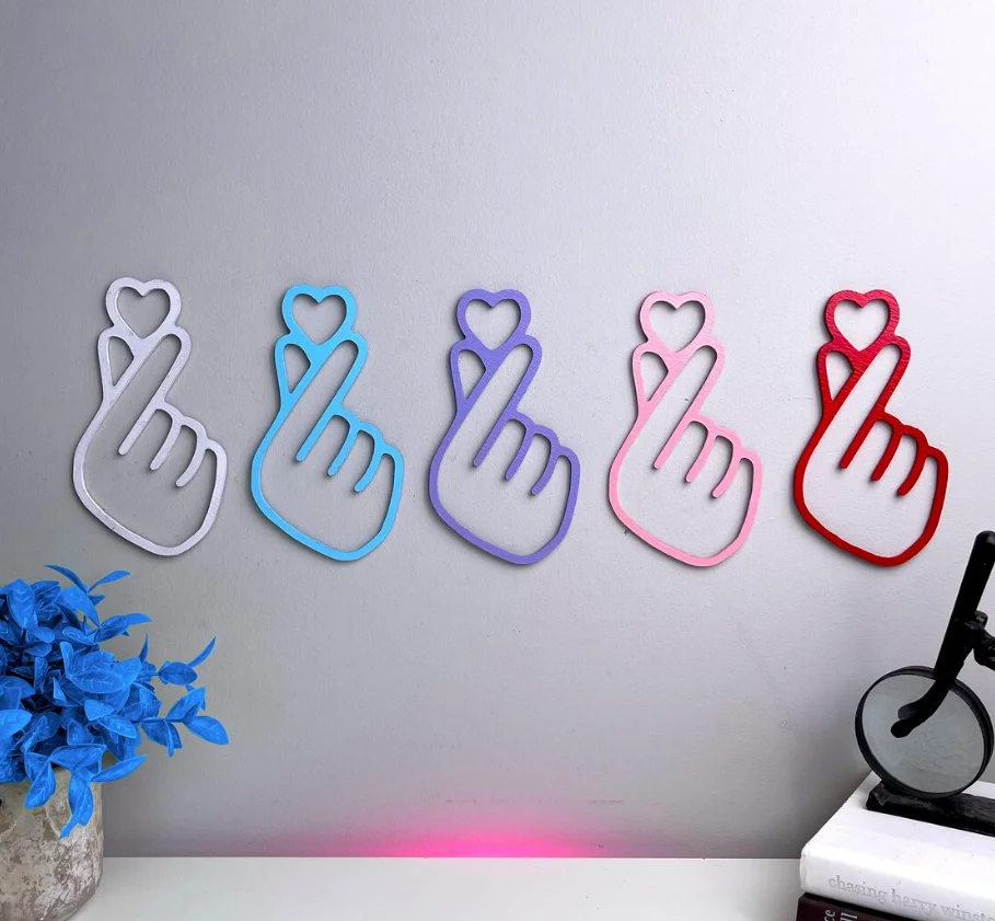 Best Gift Wall Decor Colorful KPOP Korean Finger Heart Sign KPOP Room Decor