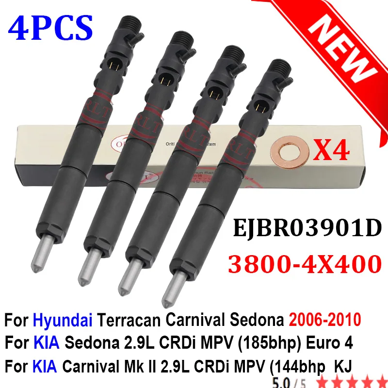 4PCS NEW EJBR03901D Diesel Injector 3800-4X400 Nozzle 38004X400 3800 4X400 for DELPHI Hyundai KIA Carnival Sedona 2.9D