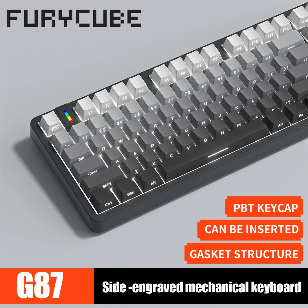 FURYCUBE G87 Wired Mechanical Keyboard Side-Engraved PBT Keycaps GASKET Structure Full-Key Hot-Swappable Gaming Keyboard