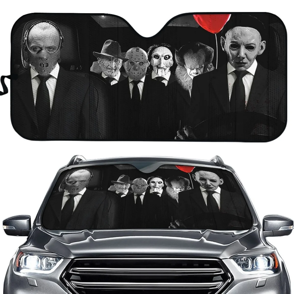 Horror Movie Nightmare Killer Sunshade Windscreen Car Front Windshield Easy to Intall Car Sunshade UV Protector Car Accessories