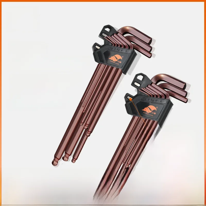 9 pièces/ensemble clé magnétique Double extrémité Type L jeu de clés hexagonales clé Allen hexagonale boule plate Torx étoile tête clé ensemble outils à main