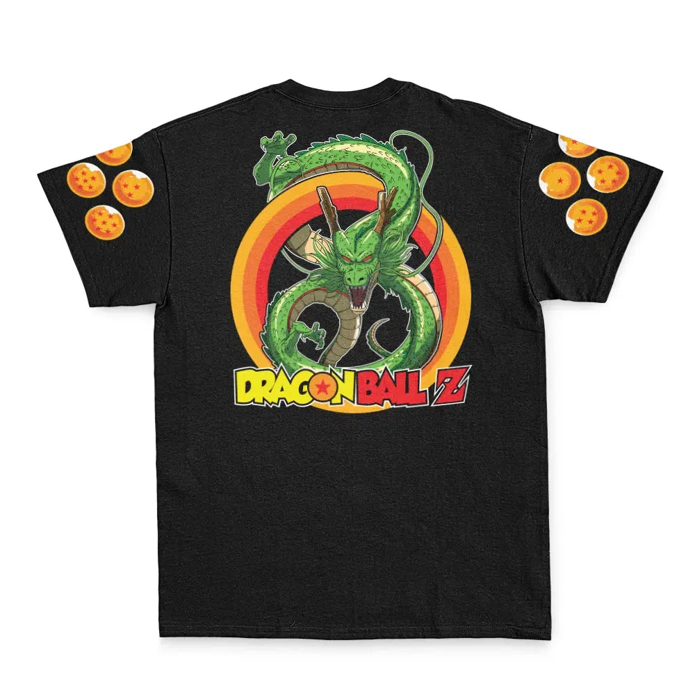 Men's Dragon Ball Z Shenron Vintage Box Graphic T-Shirt, Dragon Balls Print On Sleeves Anime Otaku Streetwear Short Sleeve Casua