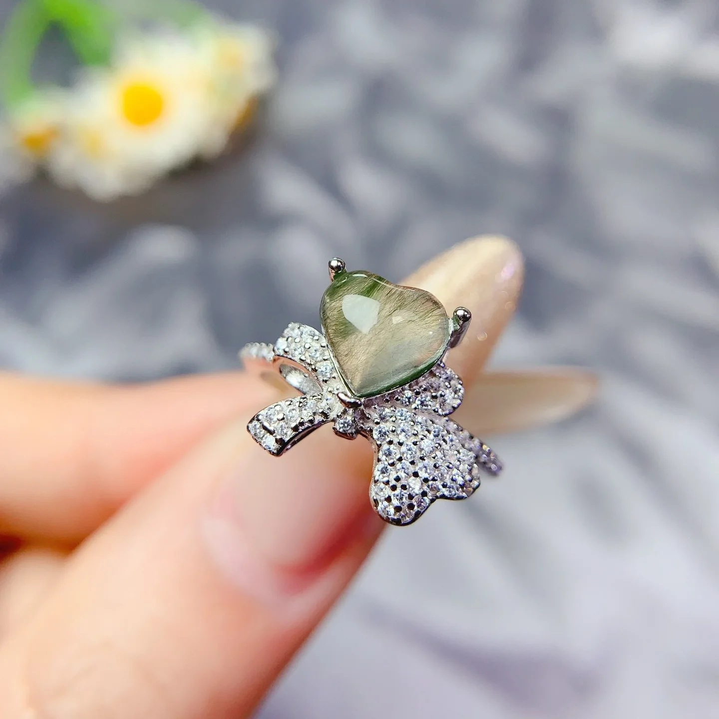 KJJEAXCMY Boutique Jewelry Girl Natural Hair Crystal Gemstone Ring 925 Pure Silver Plated Platinum Christmas Gift for Girlfriend