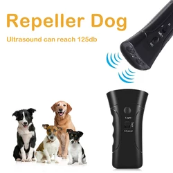 Ultrasonic Bark Arrester Lightweight with LED Flashlight Dog Repeller Portable Dog Anti Barking Device for Pet Training Supplies