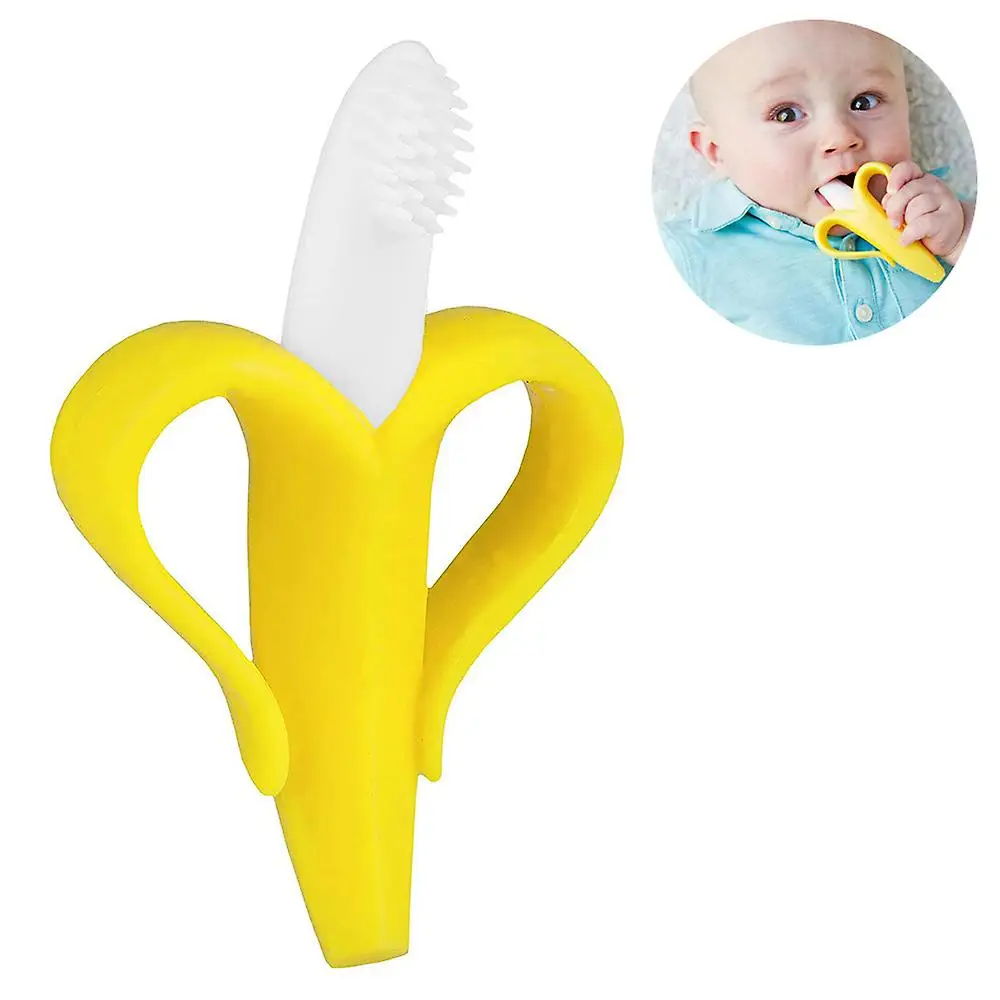 Baby Silicone Training Toothbrush BPA Free Banana Shape Safe Toddle Teether Chew Toys Teething Ring Gift Infant Baby Chewing