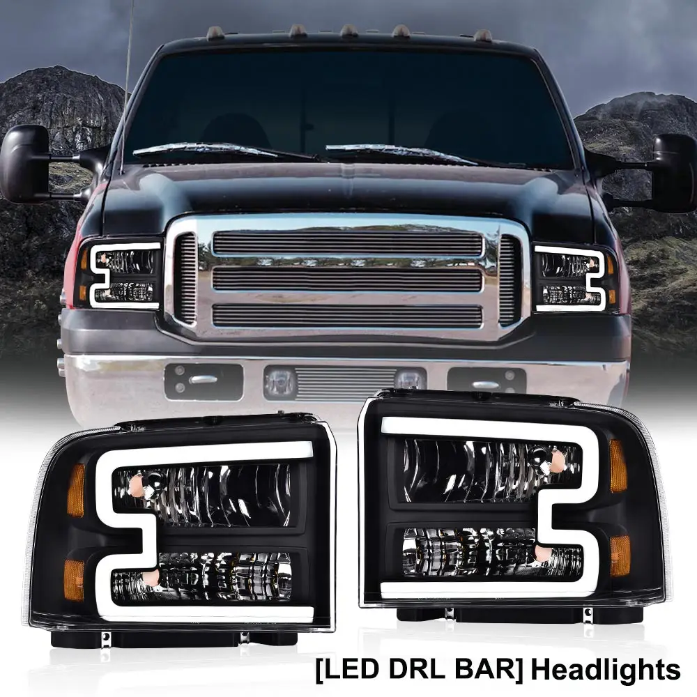 

Led Drl Headlight Clear Black Housing Fit for 2005-2007 Ford F250 F350 F450 F550 Fo2502217, Fo2503217 6C3Z13008Db, 6C3Z13008Cb