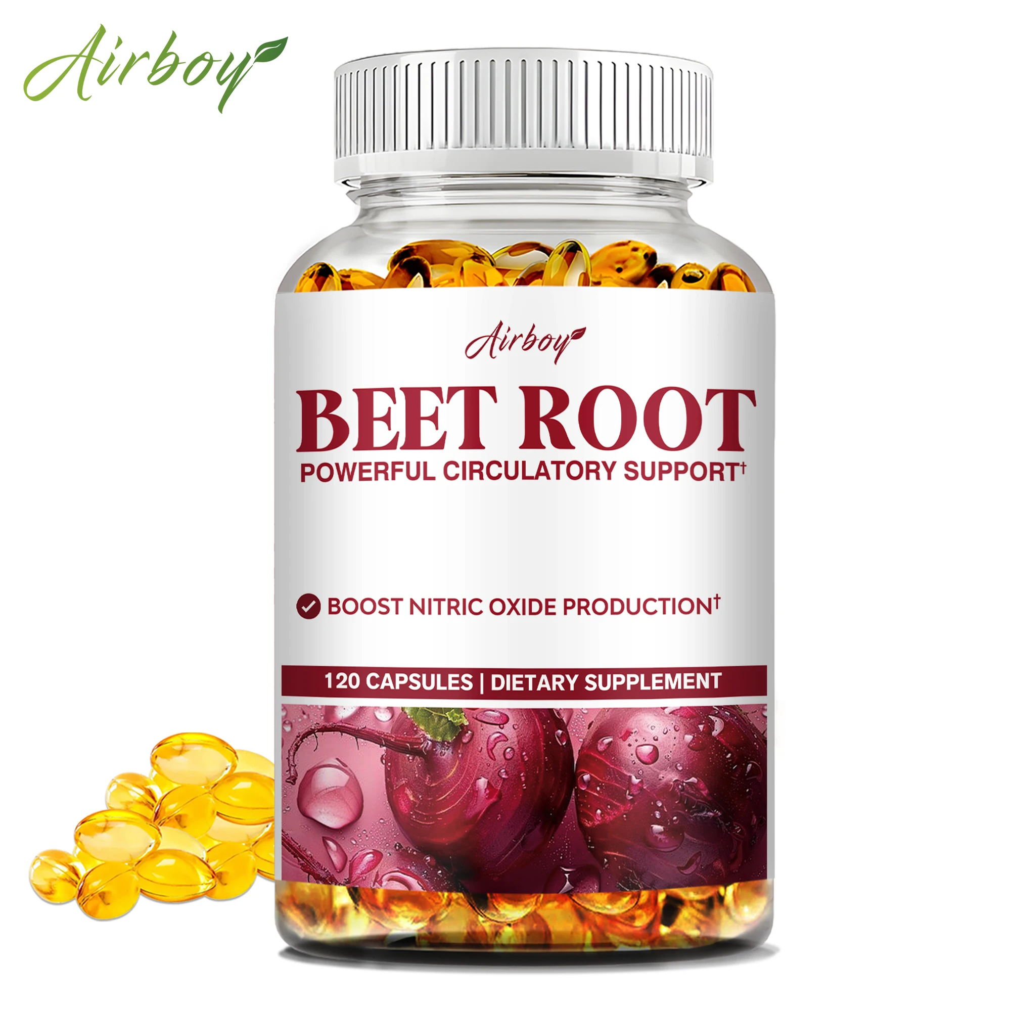 Beet Root Capsules - Blood Pressure Support, Heart Health, Improves Circulation, Blood Flow - 120 Capsules