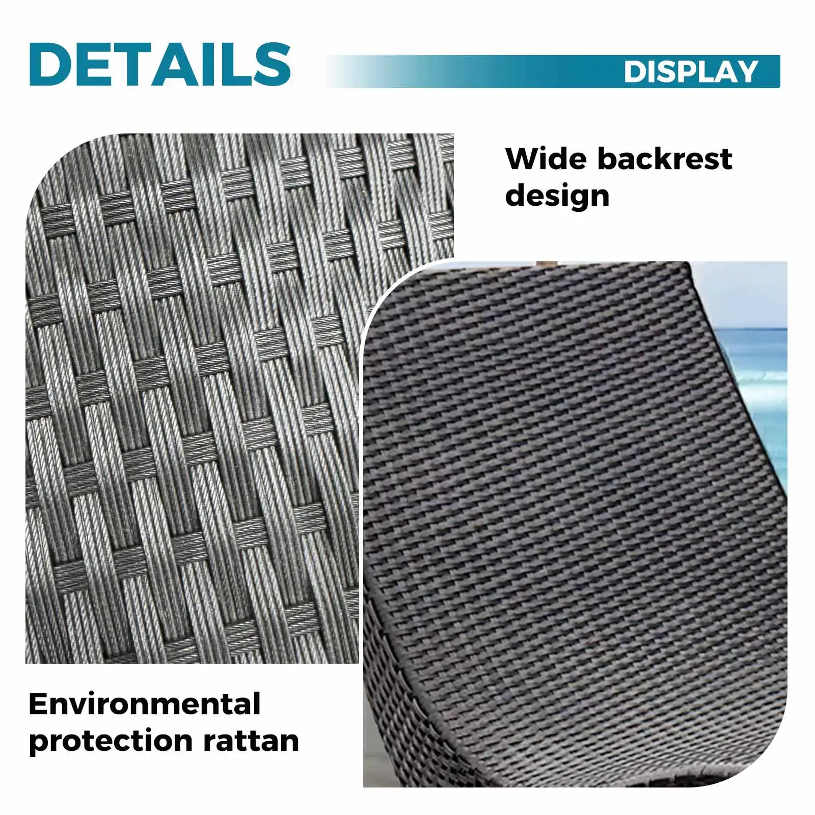 كرسي الروطان الخارجي - كرسي صالة خارجي لجانب حمام السباحة والشاطئ والحديقة، كرسي فناء مريح على شكل حرف S