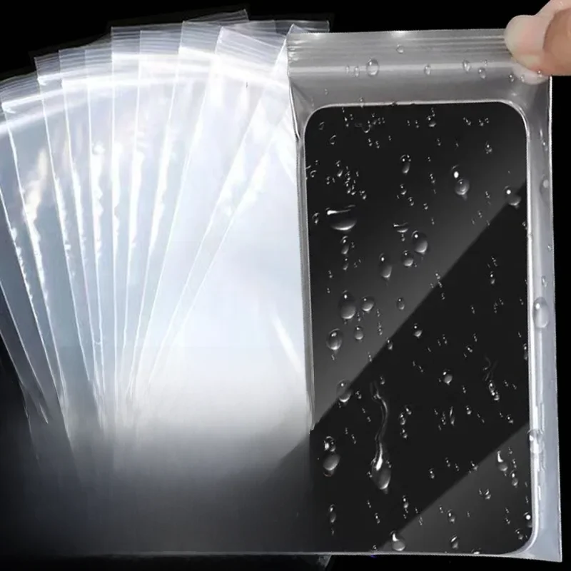 100 pçs/saco transparente saco de pó do telefone móvel zíper auto bloqueio à prova dwaterproof água