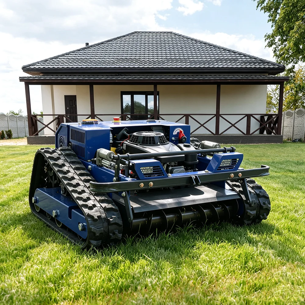 Remote Control Lawn Mower, Electric Lawn Mower; Brushless Motor Self‑Propelled Garden Lawn Mower, Supports 45‑Degree Slope Operation, Has Zero Steering And Remote Control Functions, And Is Equipped With Rubber Tracks.