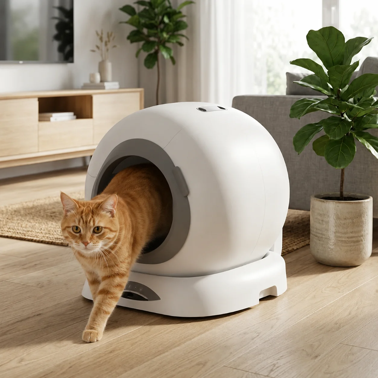 MIAOERDUO 65L Automatische Katzentoilette Smart App-Steuerung Selbstreinigende Katzentoilette Vollständig Geschlossene Haustier-WC Katzentoilette