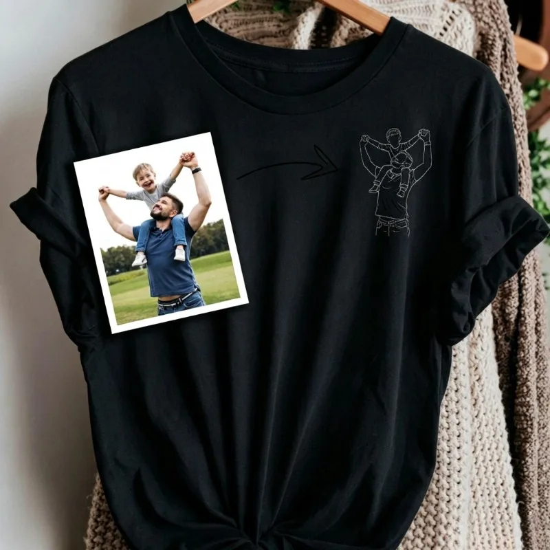 Customized Photo clothing fo kids Shirt Personalized Family Couple Tee daddy mother fathday day Gift Casual picture T‑Shirt tee