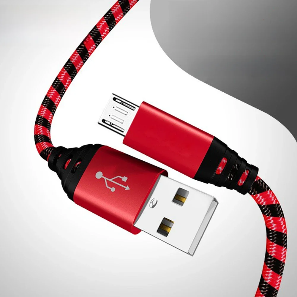 Câble de chargeur en fil tressé en Nylon, câble Micro USB, synchronisation de Date 2A, charge rapide pour téléphone portable Samsung A3/A5/A7A Huawei Android