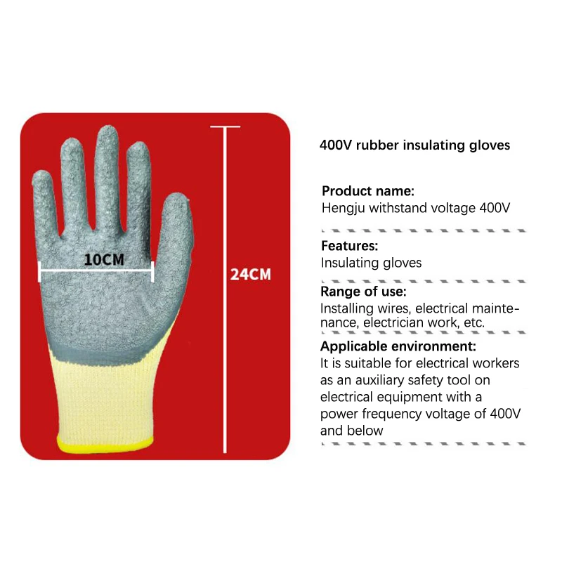 Electrician Work Gloves Protective Tool 400v Insulating Gloves 1 Pair Anti-electricity Low Voltage Security Protection Gloves