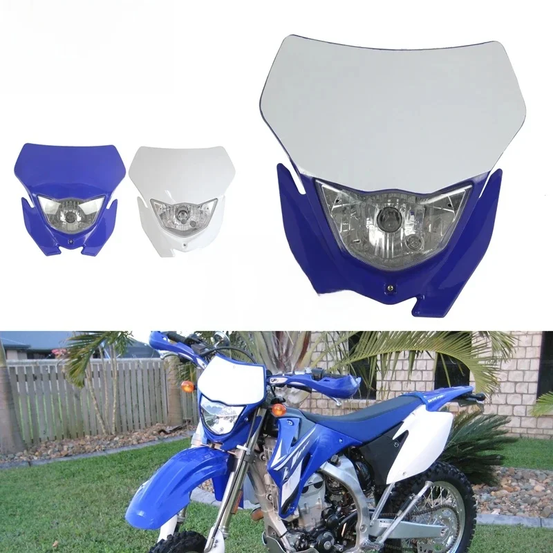 AliExpress Micro dream Motorcycle Supermoto Headlight Motocross Enduro Dirt Bike Head Light For Yamaha WRF250/400/426/450 YZ TTR WR MX White Blue Black