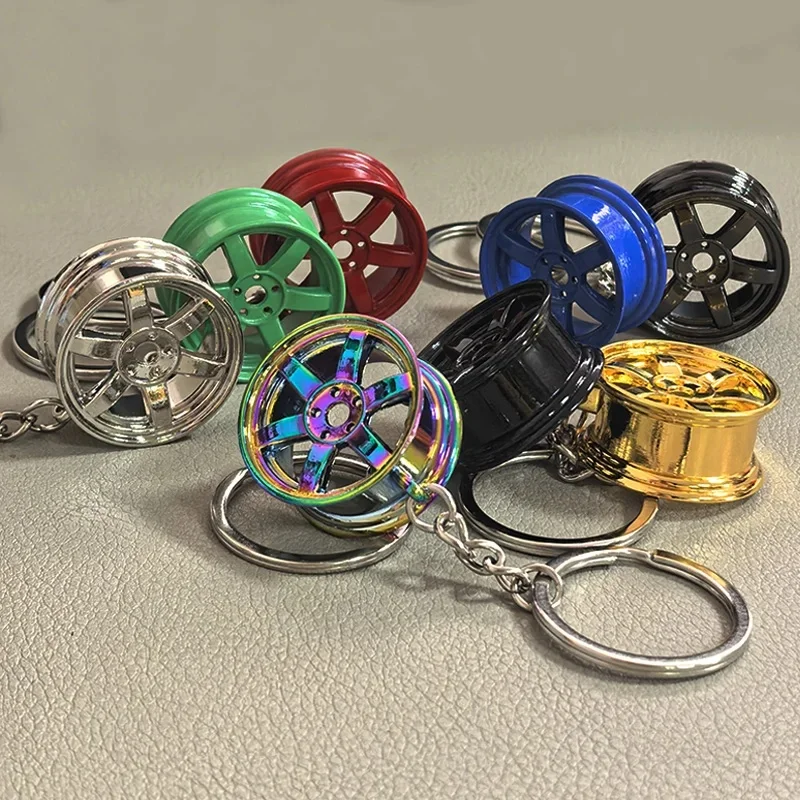Pièces de voiture porte-clés en alliage de Zinc roue en métal jante de pneu moyeu de roue porte-clés en métal moyeu de pneu de voiture porte-clés pendentif pour les amateurs de voiture