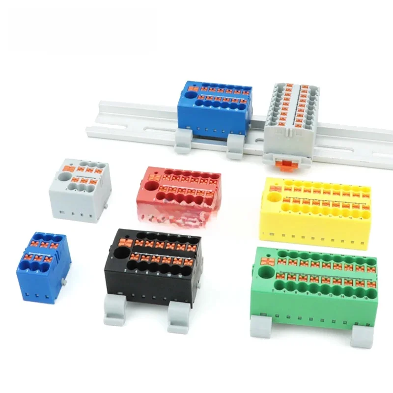 Bloc de Distribution PTFIX 2,5 mm2 2/4/6/7/12/13/18/19, connexion enfichable, bornier d'alimentation électrique, connecteur monté sur Rail Din