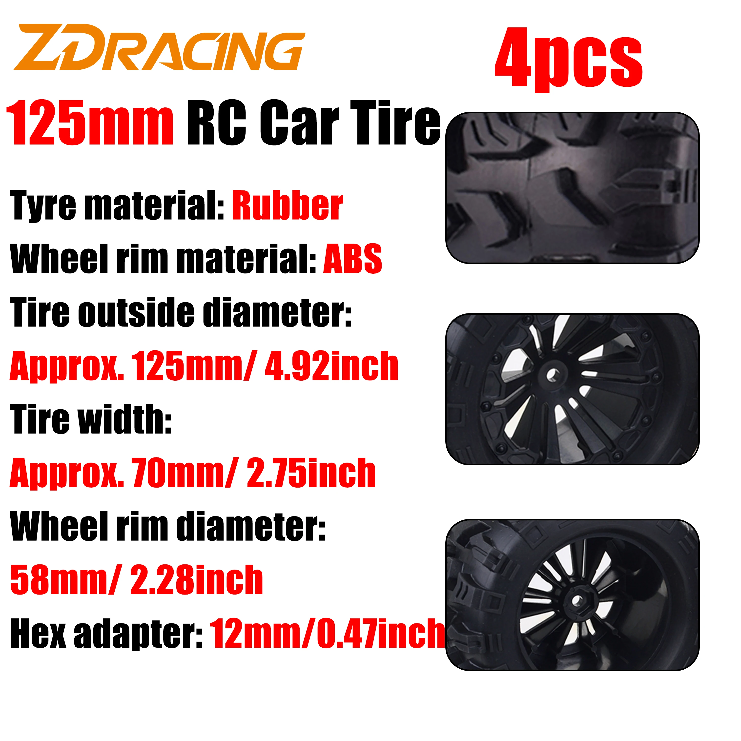 

Комплект из 4 шт. резиновых шин 125 мм с дисками для радиоуправляемых монстр-траков 1/10 (Traxxas, Axial SCX10, Wltoys, Tamiya, Kyosho, HPI Savage) - запчасть для игрушечных машинок