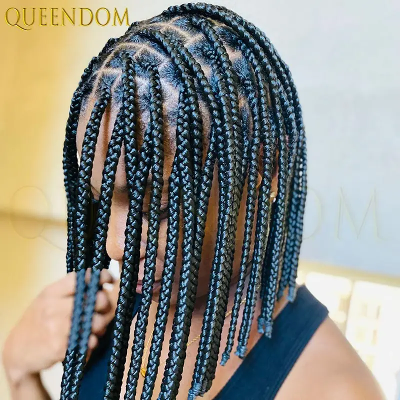 

10 Inch Short Bob Braided Synthetic Wig with Baby Hair Full Lace Faux Locs for Black Women Knotless Cornrow Box Style Wig