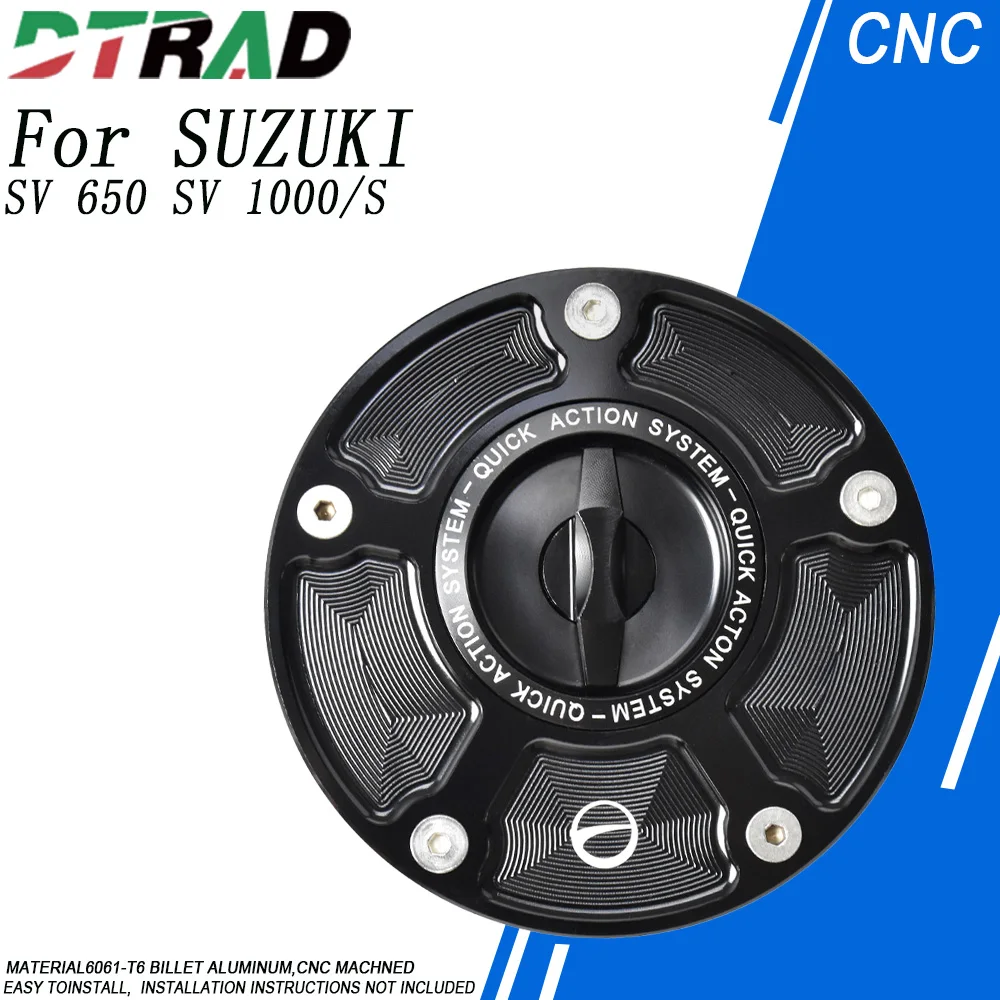 

For SUZUKI SV 650/S 2003-2025 SV 1000/S 2003-2023 CNC Aluminum Black Keyless Fuel Tank Caps Motorcycle Airbox Oil Filler Cap