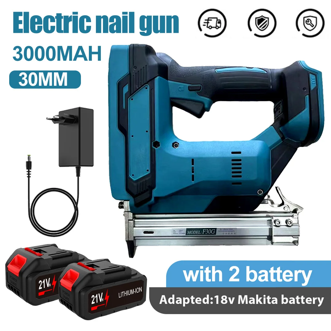 Pistolet à ongles électrique sans fil F30, sans balais, pour la maison, agrafeuse pour le travail du bois, batterie au Lithium adaptée à la batterie 21V