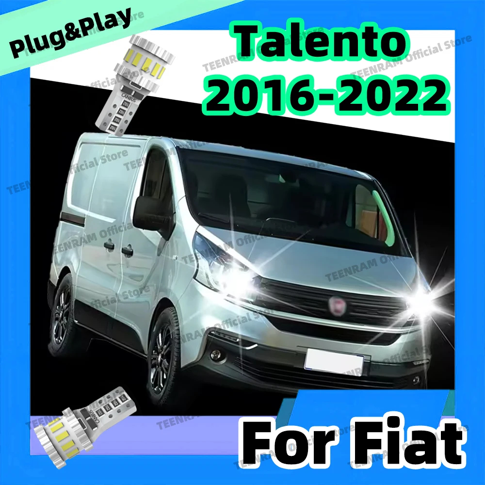 2x T10 LED Bulb 194 192 168  For Fiat Talento 2016 2017 2018 2019 2020-2022 Car Interior Map Dome Reading Lights Clearance Lamps