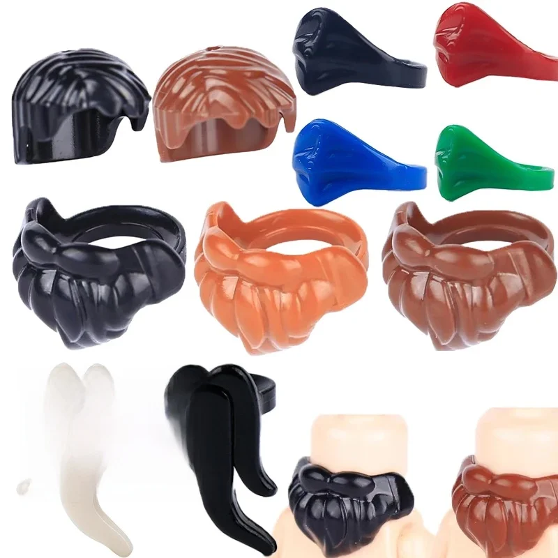 MOC – blocs de construction de barres de roi médiéval, pièces de couvre-chef de cheveux militaires, coiffure de tête, accessoires de bricolage, briques, jouets cadeaux pour enfants