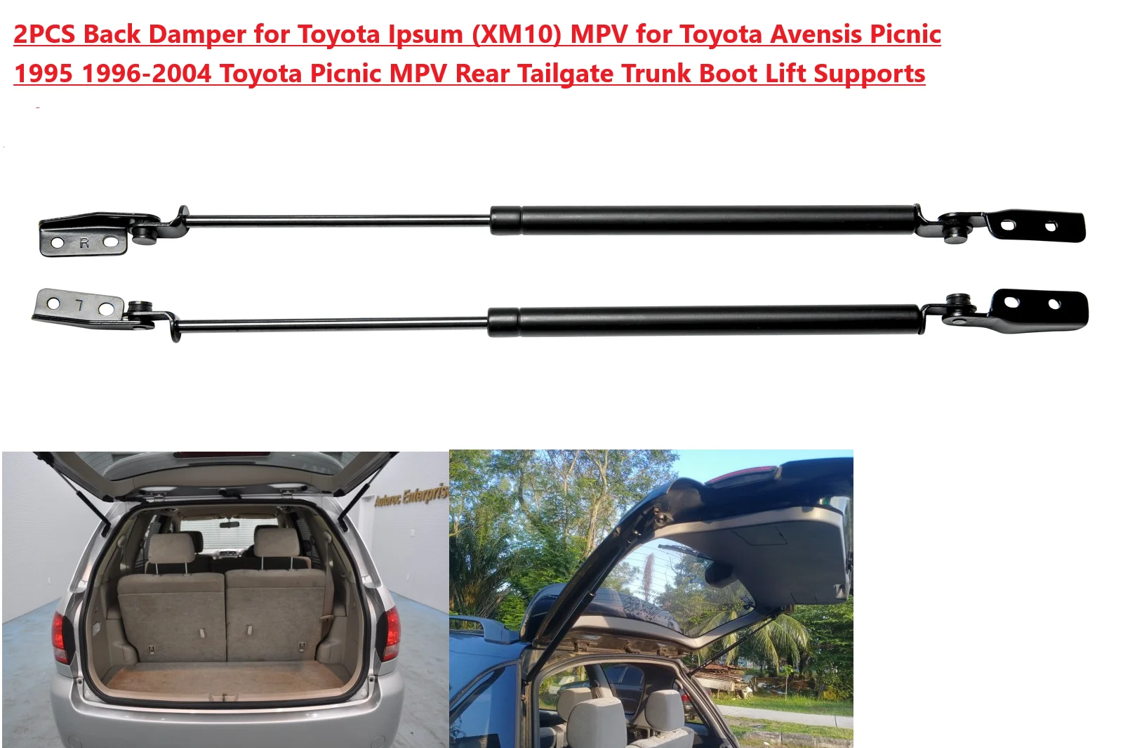 

2 шт. задние амортизаторы для Toyota Avensis Picnic XM10, Toyota Ipsum XM10 MPV 1995-2004, газовые пружины для подъема задней двери багажника