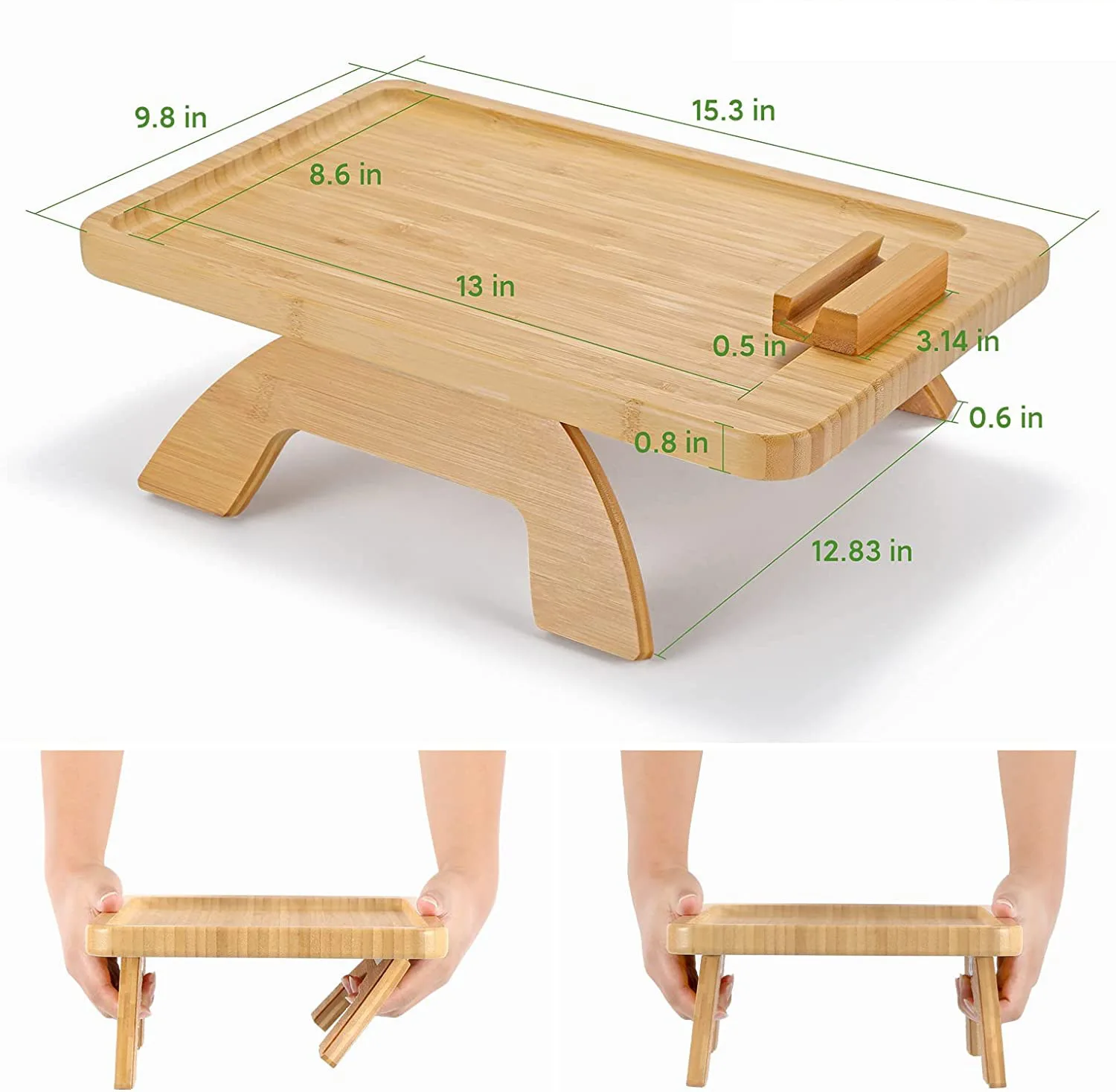 Imagem -05 - Mesa de Bandeja de Bambu de Sofá de Fibra Mecanismo de Bloqueio Automático Mesa de Café de tv para Jantar e Lanche no Sofá