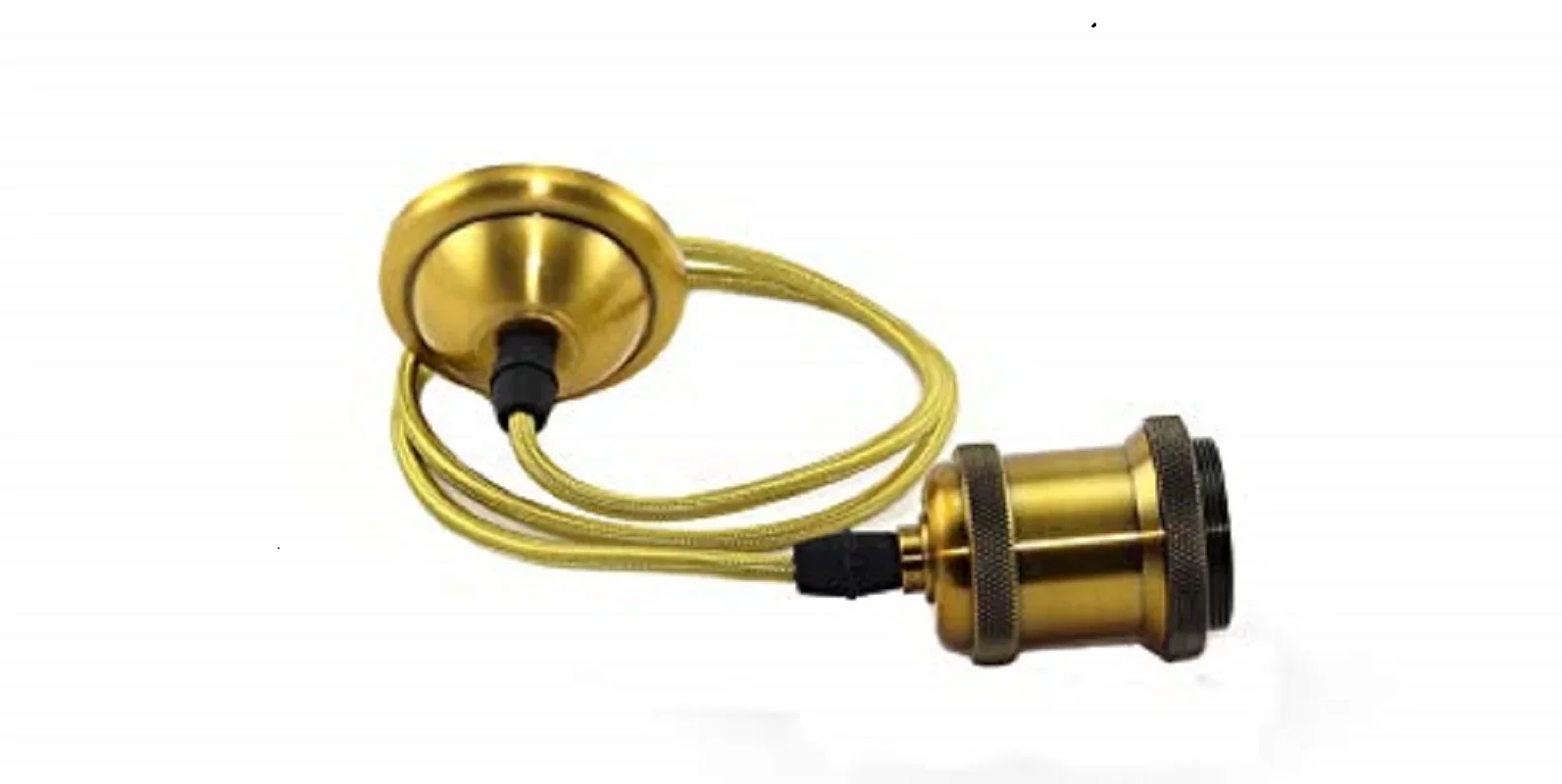 Portalámpara de bronce colgante, lámpara 1 m parágrafo colgante de cabo con ajustable casquillo E27