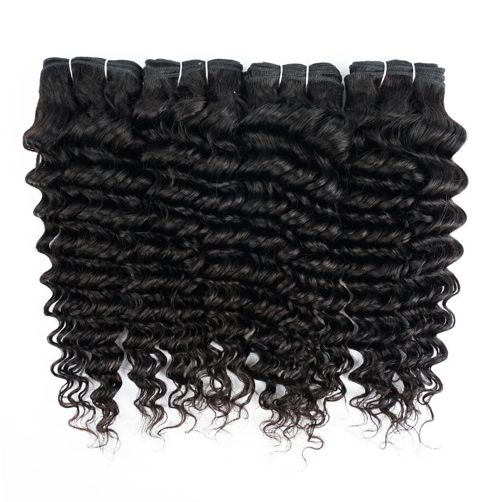 Deep Wave Human Hair Bundles Black 1/3/4pieces For Full Head Wavy Wefts Indian Human Hair Extension 10 to 30 Inches KissHair