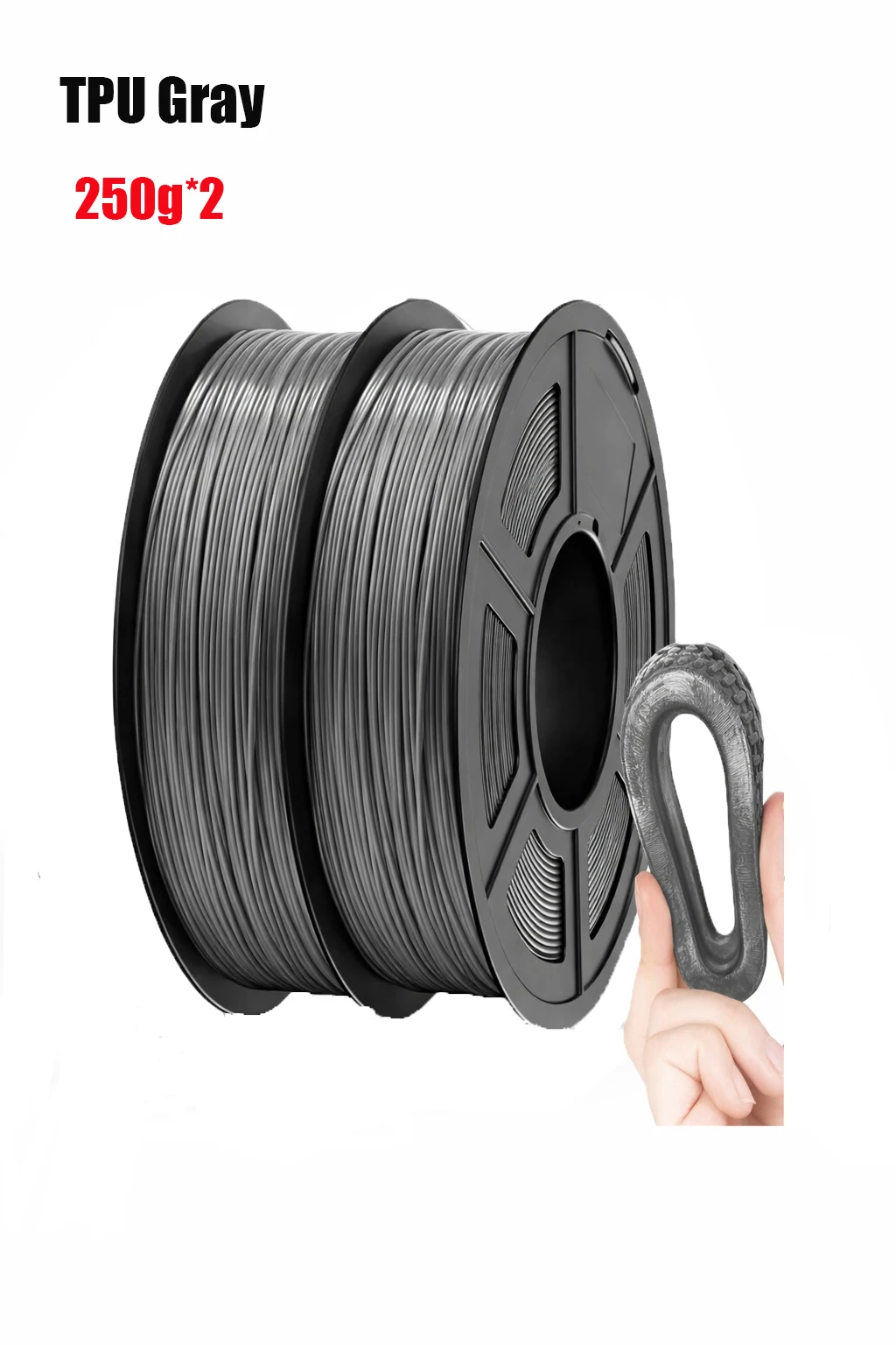 

Серый TPU-филамент 1,75 мм, гибкий, для 3D-принтеров, твердость по Шору 95А, высокая эластичность, устойчивость к истиранию, 500 г/250 г