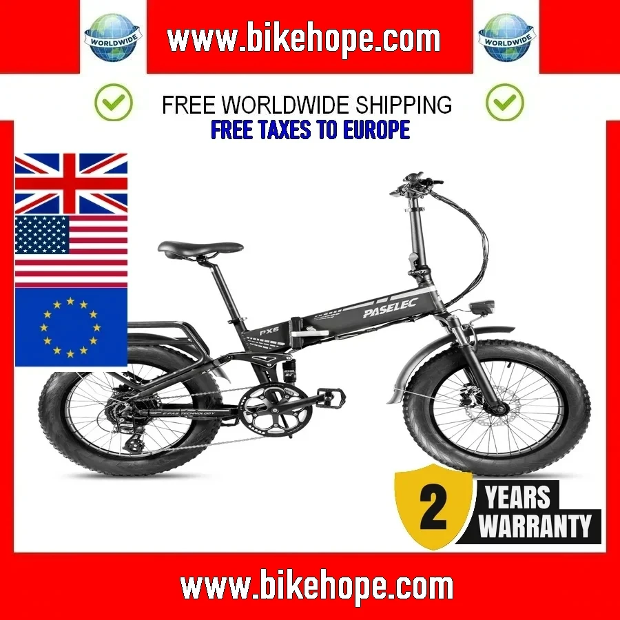 

1000W 48V17Ah 20inch Fat Tire Powerful Electric Bicycle PX6 Foldable EBike 750W Brushless Motor Adult Electric Bike Snow Bicy