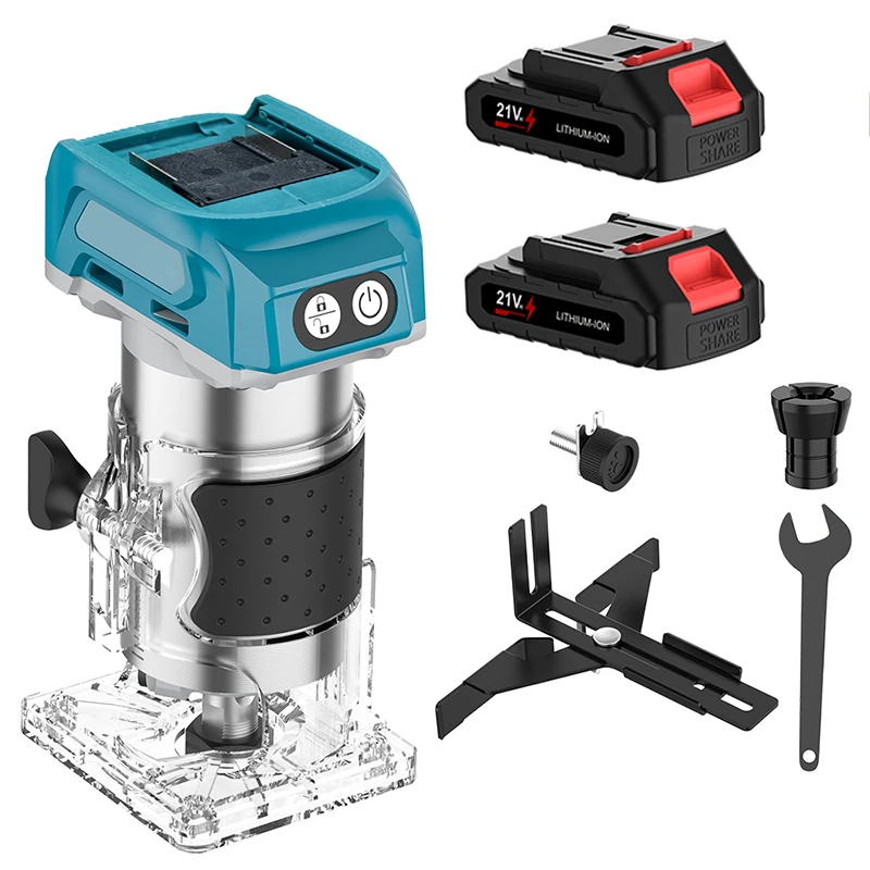 Bürstenloser Holzfräser Holztrimmer Elektrische Handfräse Tischlerwerkzeug Gravur- und Schlitzmaschine für Makita 18V Akku