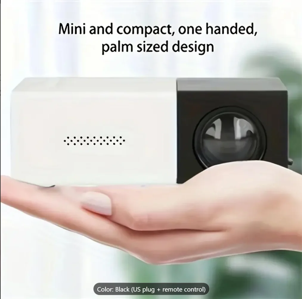 3000+ Lumen HD Mini Portable Projector - Bright LED Light Source, USB & SD Connectivity, Button Control, 3D-Ready