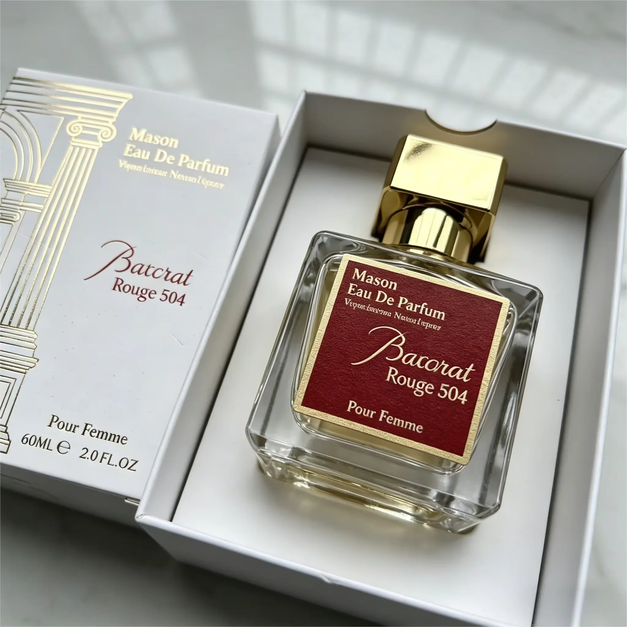 

Inspired by Baccarat Rouge 540, Batcrat Rouge 504 Eau De Parfum for Women 60ml (2.0 Fl oz), Long Lasting Amber Woody Scent, Luxurious