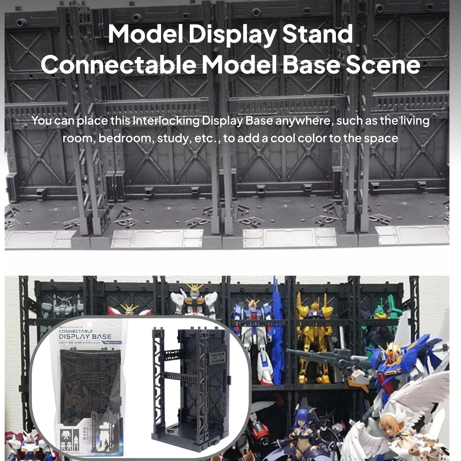 Base de exibição de bloqueio modelos gundam portátil resistente base de cena modular para figura de ação robô brinquedo exposição garagem suporte