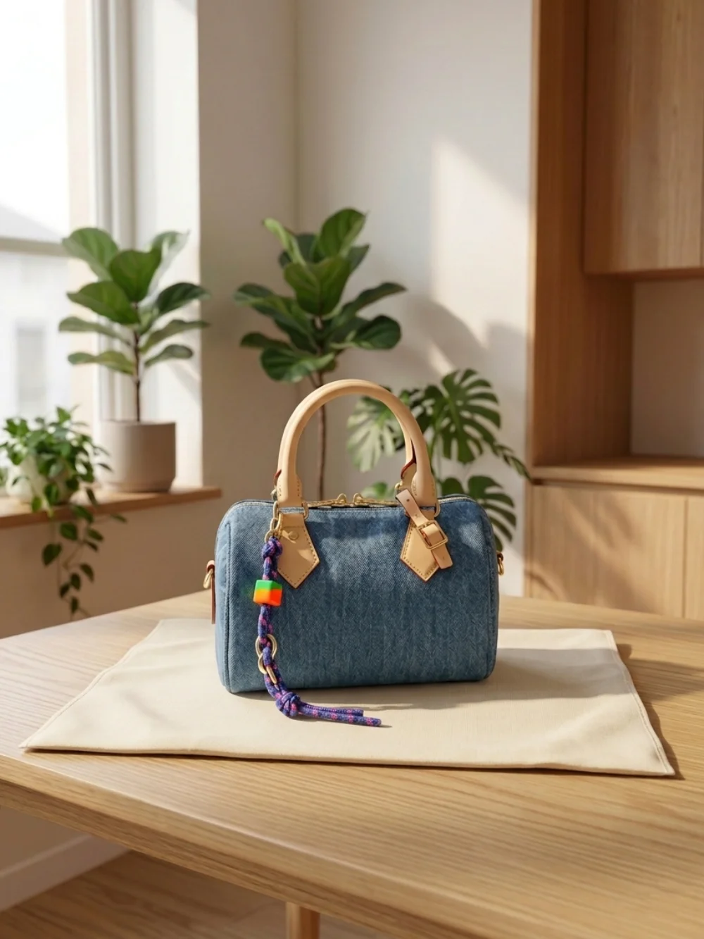 Size:20cm Mini Women's Handbag Summer 2026 New Fashion Denim Micro Decorative Bag Fits Phone Casual Crossbody Shoulder Bag A0B