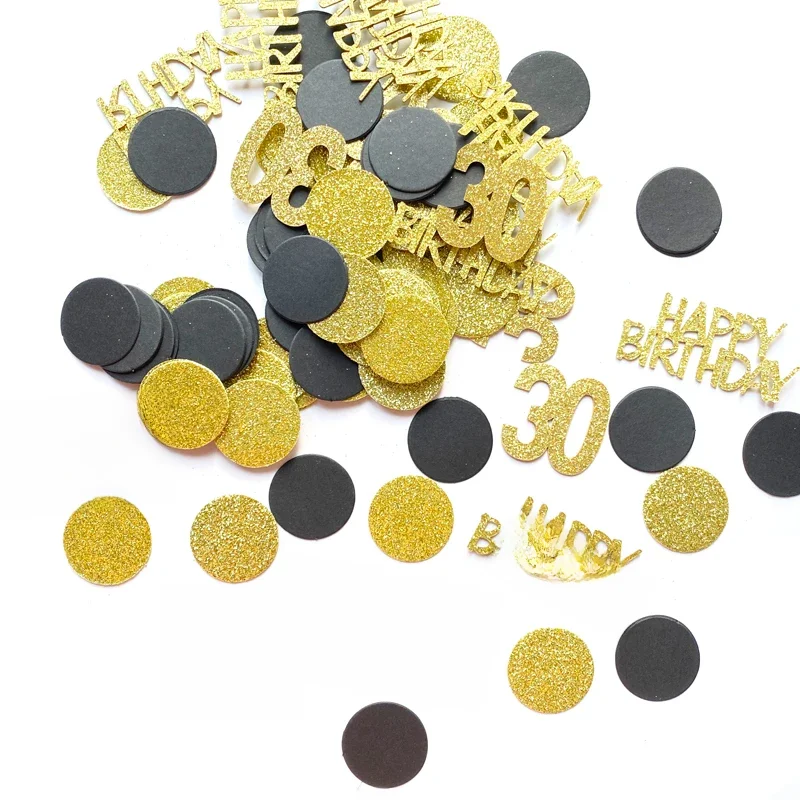 100 Stück Nummer 30, 40, 50, 60, glitzernde Punkte, Tischpapier-Konfetti für 30. 40. 50. 60. Alles