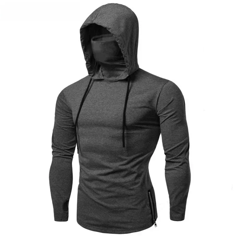 Masque Ninja sweat à capuche à manches longues hommes automne Streetwear grand ouvert fourche Hip Hop hommes sweats hauts de sport à capuche Sudaderas Hombre