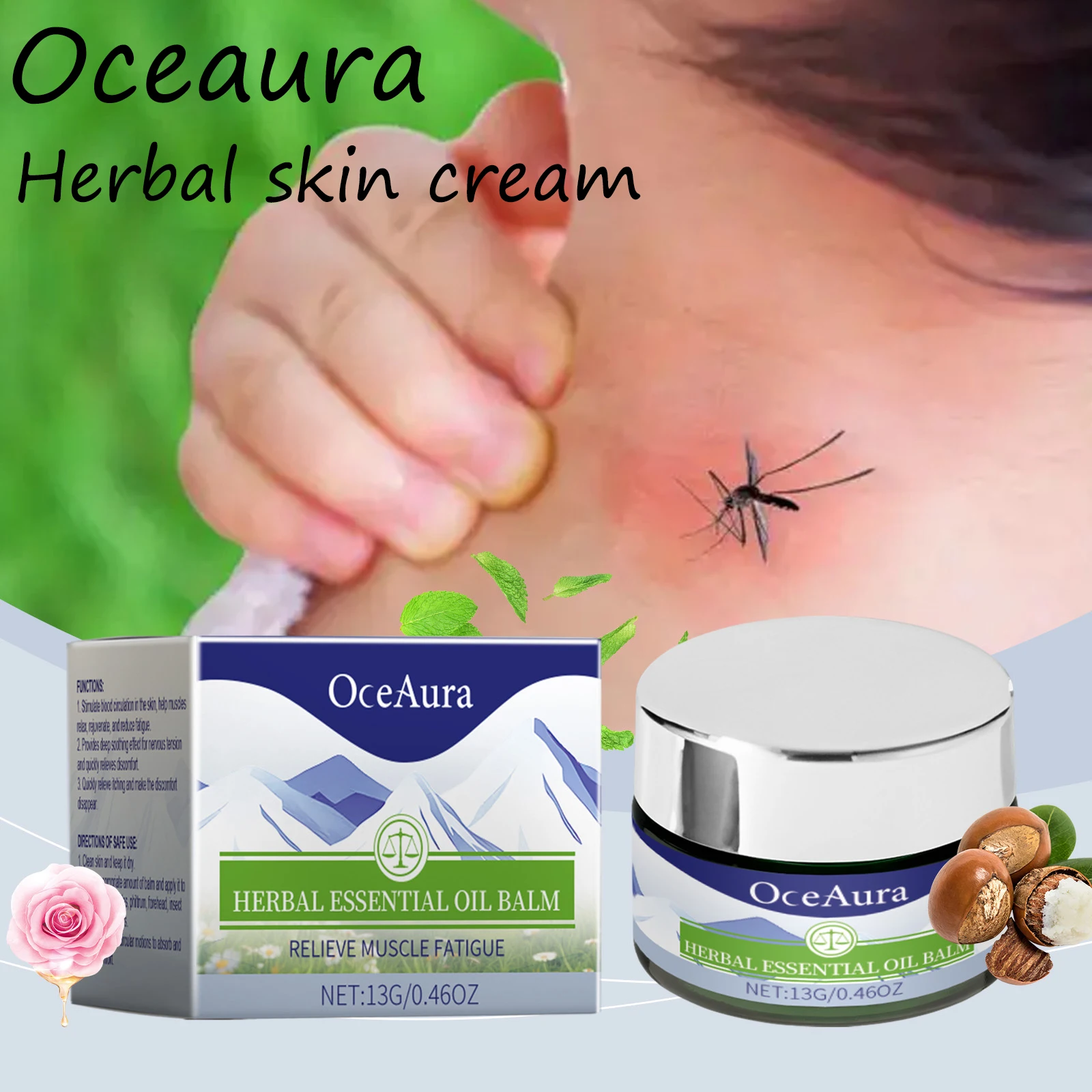 Oceaura-bálsamo de aceite esencial a base de hierbas, hidratante para la piel, repelente de insectos, alivio de la fatiga muscular, crema calmante para la piel del cuerpo