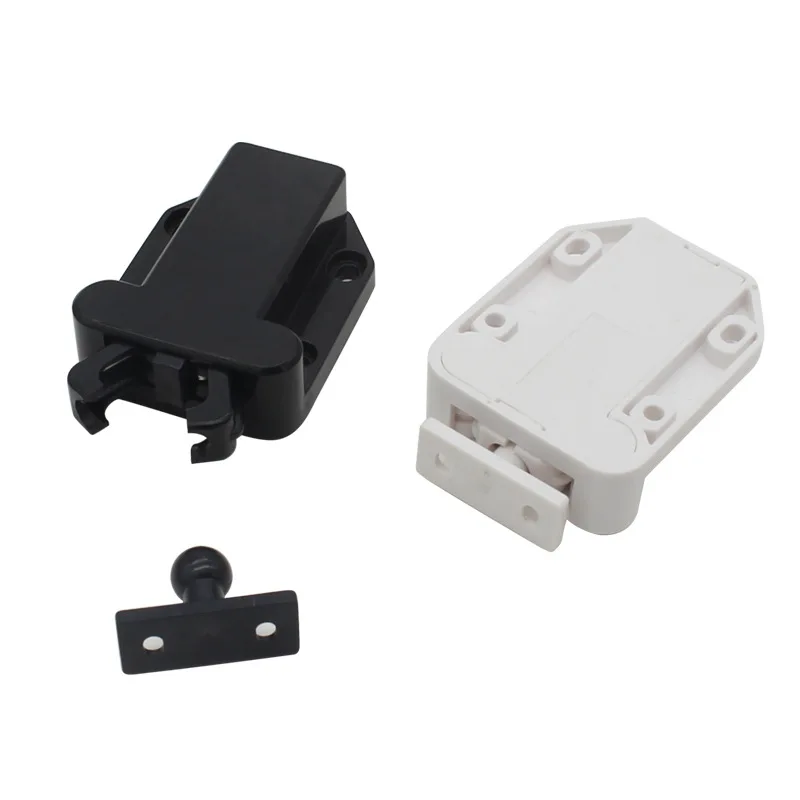 2 Pack Plastic Touch Latch Release Drawer Cabinet Catch Push To Open Kitchen Cupboard Doors With Screws Black