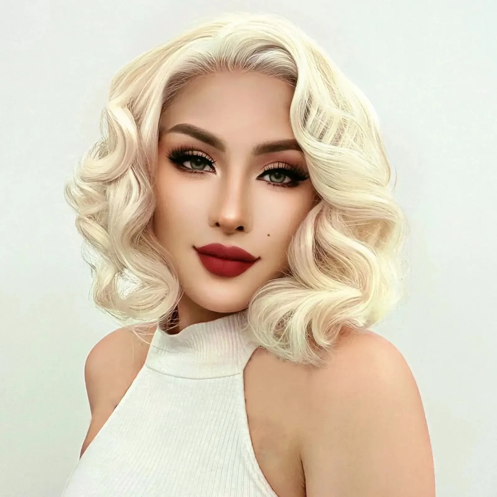 613 Honey Blonde Lace Front Wig Body Wave Short Bob 13x4 Lace Front Wig Synthetic Hair 13x6 Transparent Lace Frontal 16 Inch Wig