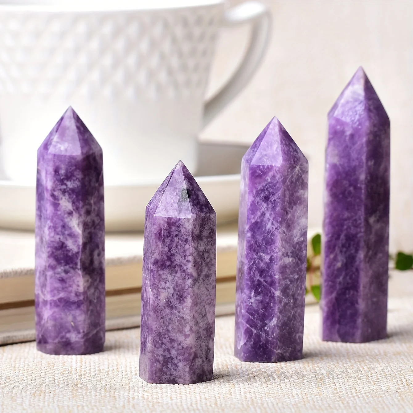 Natural Crystal Point Obelisk Purple Quartz Hexagonal Tower Elegant Jewelry Ornament Reiki Meditation Special Home Decoration