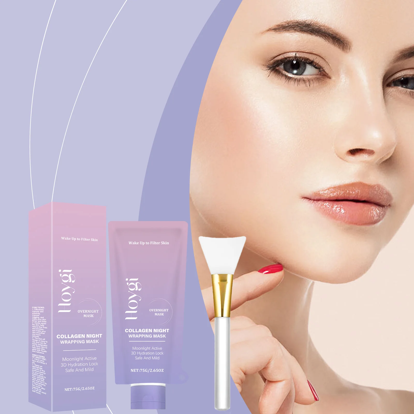 Hoygi 75 جرام الكولاجين ترطيب المسيل للدموع قناع الوجه السلس الجلد حساسة نظيفة الرؤوس السوداء متوهجة الجلد مرونة قناع الوجه