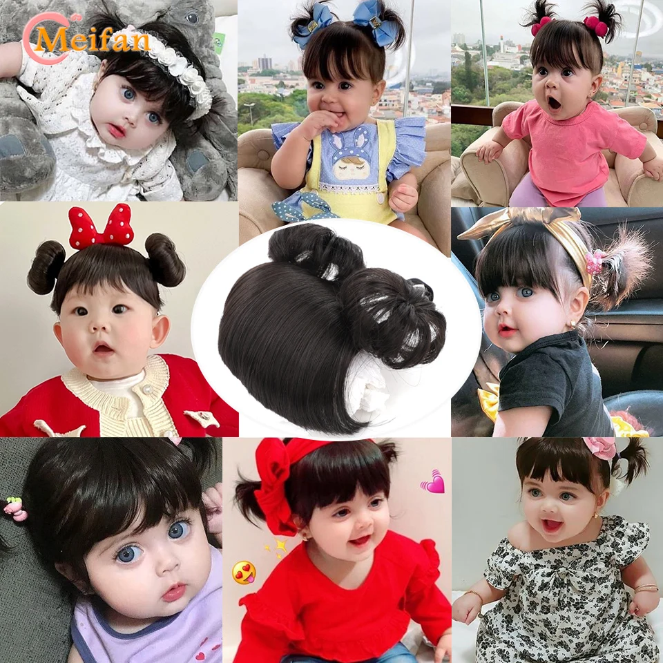 MEIFAN Girl Baby Children\'s Fake Bangs Wig with Rubber Hairband Bangs Chignons Daily Wear Bangs Cosplay Hairpieces Accessories