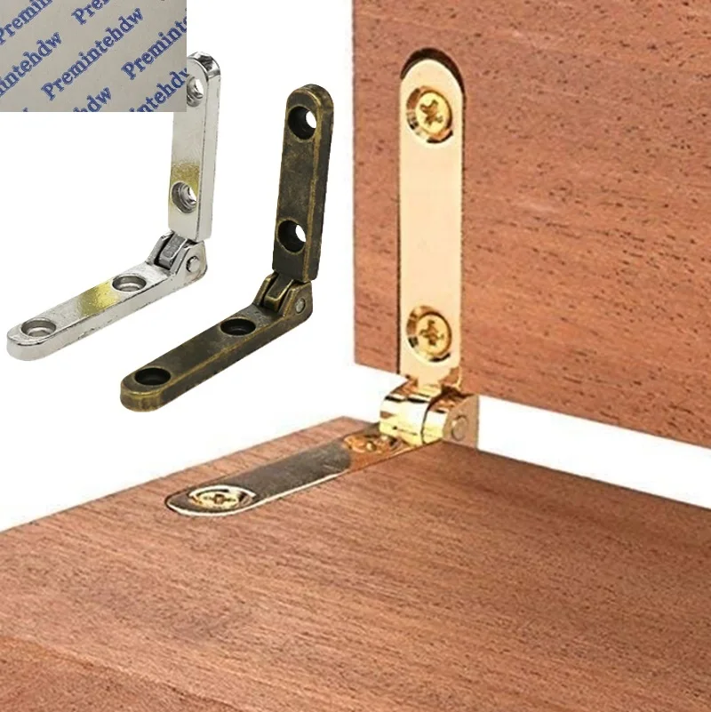 50Pcs Zinc 90 Degrees Open Jewelry Box Hinge With Screws For Woodcraft Cigar Wine Gift Watch Wooden Box