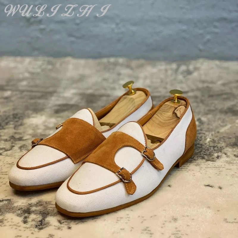 Gemischte Farben Luxus Herren Slipper lässig hand gefertigte Doppel gürtels chnalle Design klassische formelle Schuhe bequeme Herren schuhe