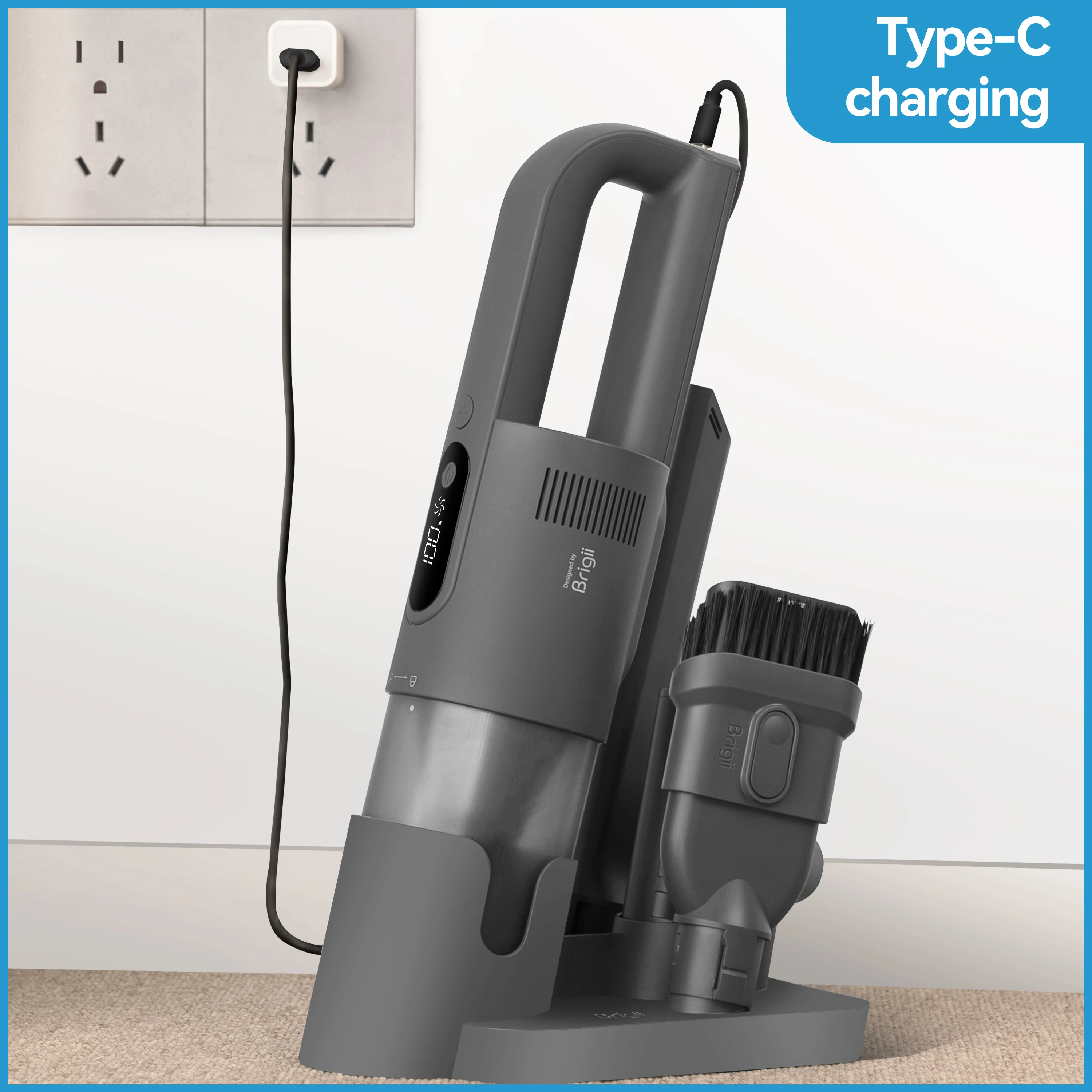 Brigii High-Speed Handheld Staubsauger, Auto Vakuum Cordless mit 18000Pa Leistungsstarke Saug; Zwei Power Modi